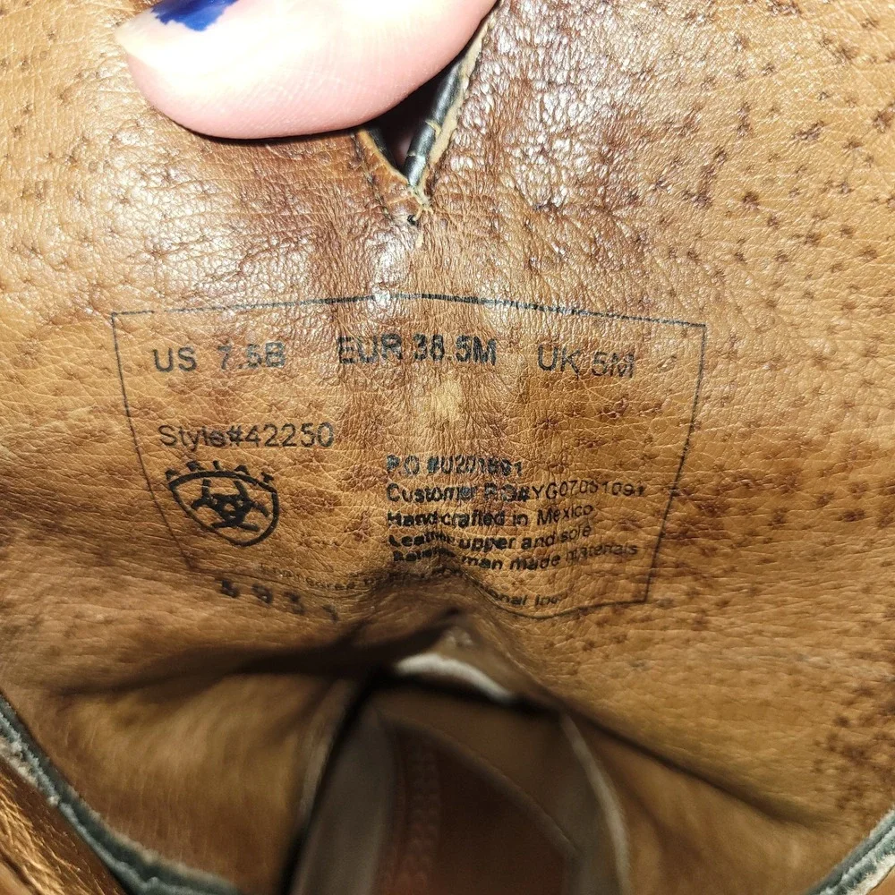 Ariat Heritage Western Boot Womens 7.5 B Black Pebbled Leather Stitching Cowgirl